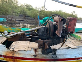 parts of traditional Indonesian fishing boats, Pakesan type, East Java, Indonesia, Asia
