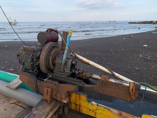 parts of traditional Indonesian fishing boats, Pakesan type, East Java, Indonesia, Asia