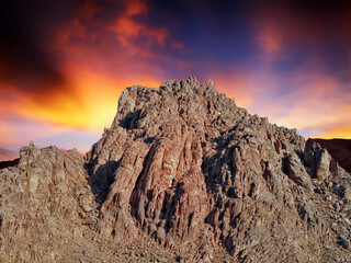Mountains of Eastern Sinai. and burning sunset