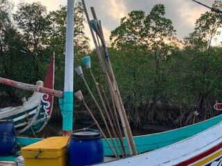 parts of traditional Indonesian fishing boats, Pakesan type, East Java, Indonesia, Asia