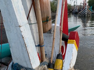 parts of traditional Indonesian fishing boats, Pakesan type, East Java, Indonesia, Asia