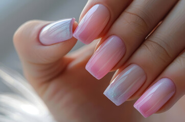 Closeup to woman hands with elegant manicure.	