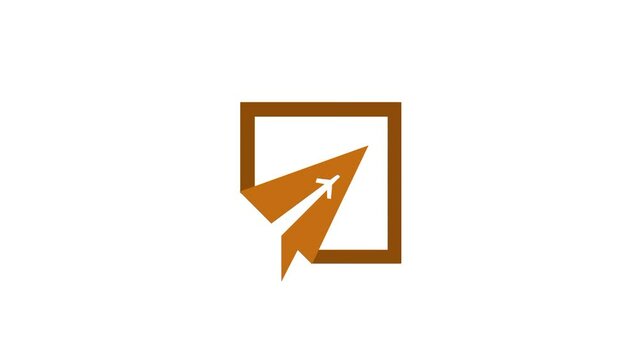 Travel Logo a plane across the square Symbol, symbol sent icon.