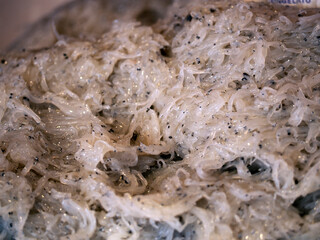 Whitebait baby codfish fresh fish seafood at Ortigia Syracuse sicily fish market Italy