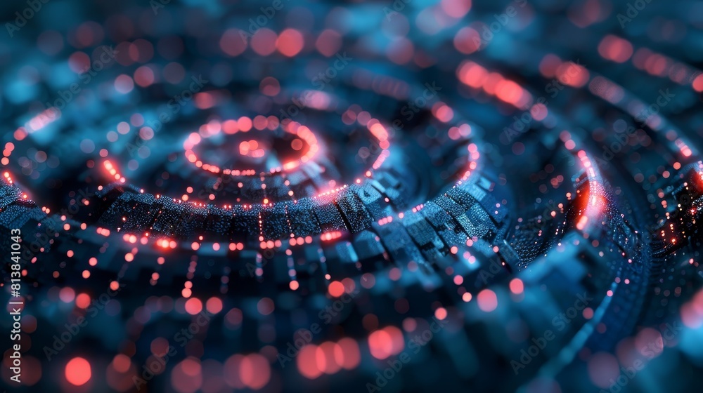 Poster an abstract depiction of a nanoscale network, resembling a complex maze, representing the interconne