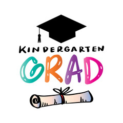 Kindergarten grad. Hand drawn vector illustration of a graduation cap,