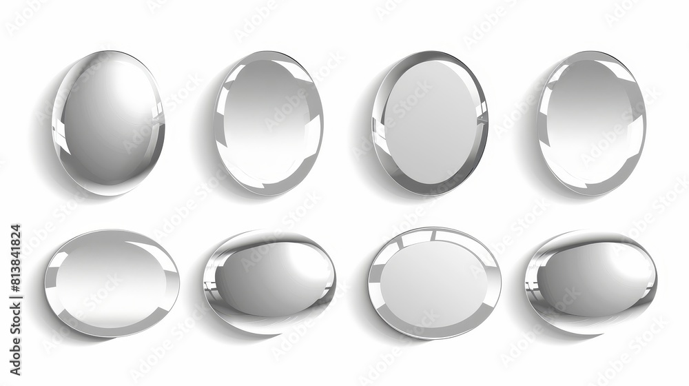 Poster drop shadows with circular and oval shapes isolated on transparent background. set of gray ellipse g
