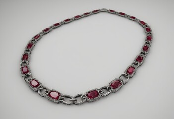 silver chain with rubies