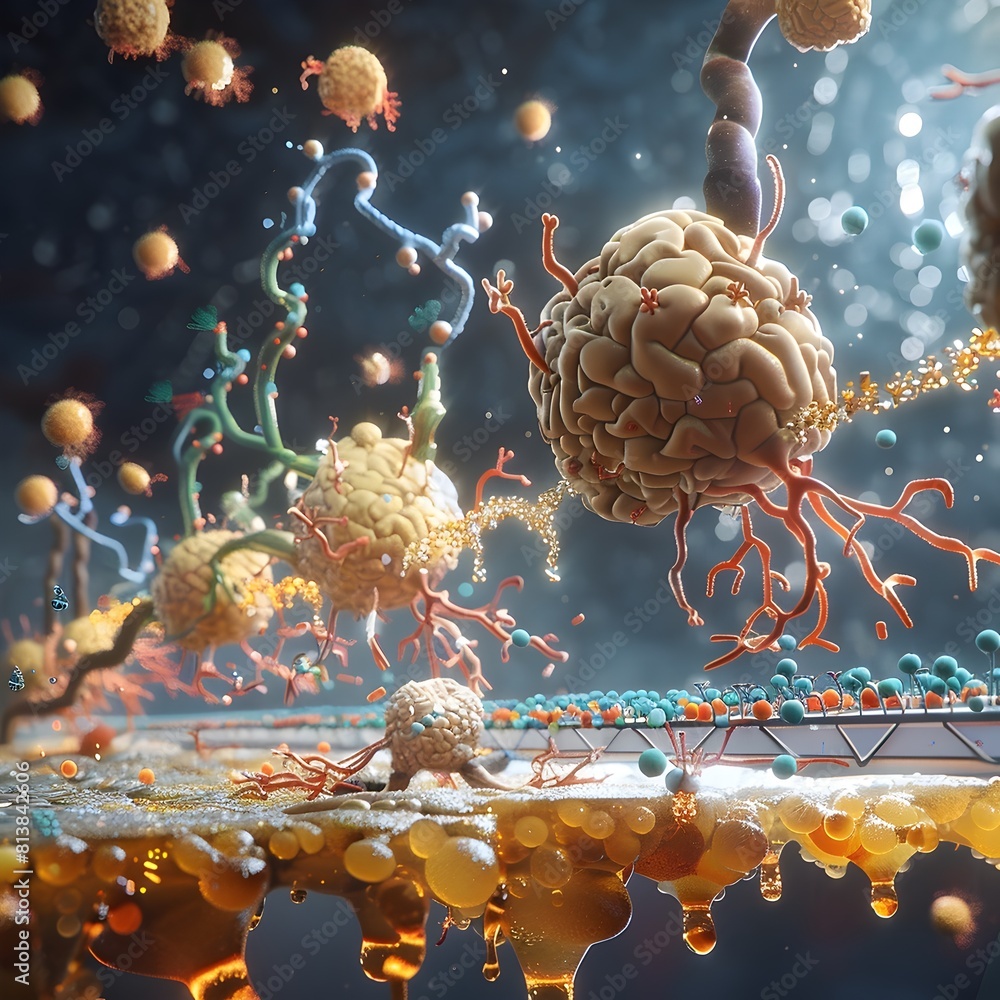 Poster visualizing the impact of insulin on neurotransmitter receptor expression and synaptic plasticity