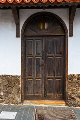 Urban architecture. Background. Old  wooden door. Fuerteventura, Canary Islands, Spain, Europe
