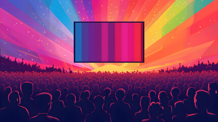 Outdoor LGBTQ Film Screening: Celebrating Cinematic Diversity with Flat Design Icons