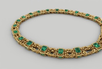 gold chain with emeralds