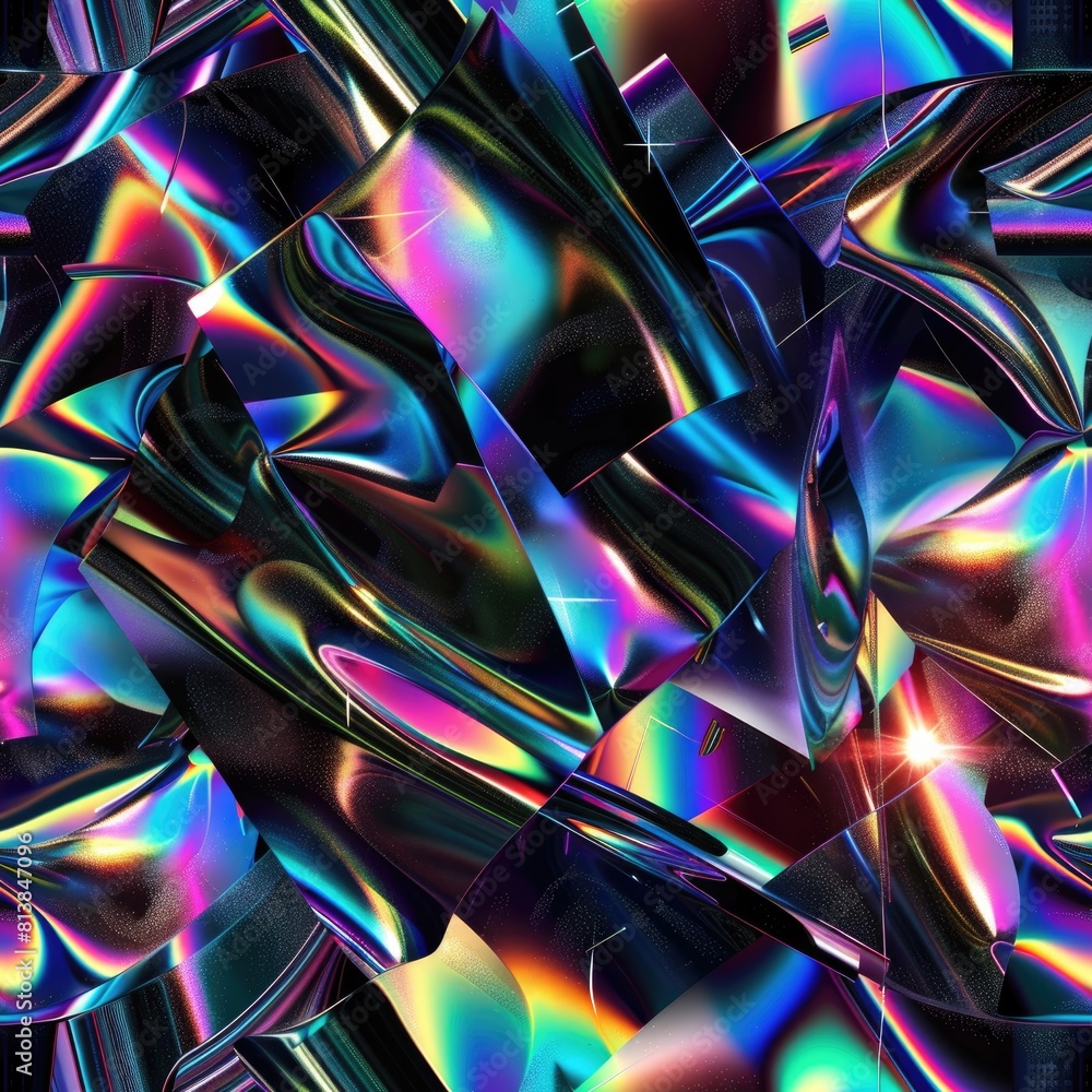 Poster a vibrant and dynamic abstract image featuring fluid-like shapes with neon colors