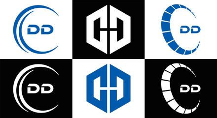 DD logo. D D design. White DD letter. DD, D D letter logo design. Initial letter DD linked circle uppercase monogram logo.