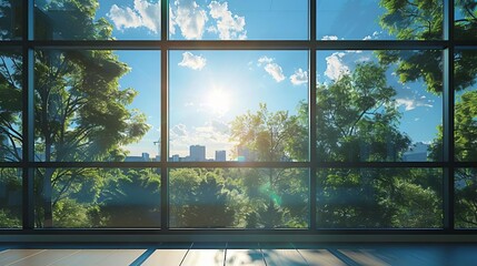 Represent a set of window panes coated with nanoparticulate film that automatically adjusts tint based on sunlight exposure