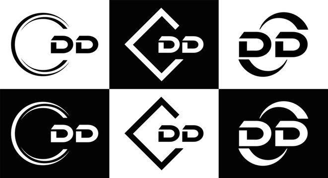 DD logo. D D design. White DD letter. DD, D D letter logo design. Initial letter DD linked circle uppercase monogram logo.