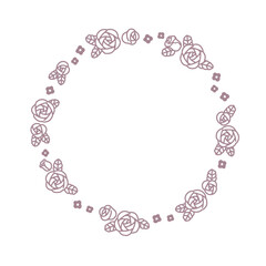 線画のバラのベクターイラスト円形フレーム