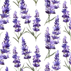 Naklejka premium Seamless Lavender Watercolor Pattern for Design and Backgrounds