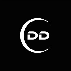 DD logo. D D design. White DD letter. DD, D D letter logo design. Initial letter DD linked circle uppercase monogram logo. golden logo