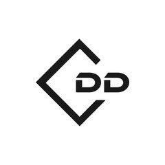 DD logo. D D design. White DD letter. DD, D D letter logo design. Initial letter DD linked circle uppercase monogram logo. golden logo