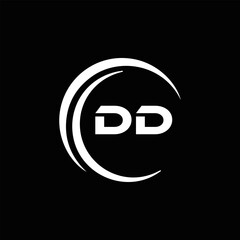 DD logo. D D design. White DD letter. DD, D D letter logo design. Initial letter DD linked circle uppercase monogram logo. golden logo