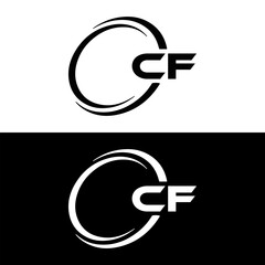 CF logo. C F design. White CF letter. CF, C F letter logo design. Initial letter CF linked circle uppercase monogram logo. C F letter logo vector design. 