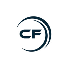 Fototapeta premium CF logo. C F design. White CF letter. CF, C F letter logo design. Initial letter CF linked circle uppercase monogram logo. C F letter logo vector design. 
