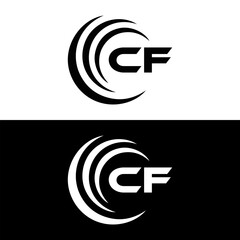 CF logo. C F design. White CF letter. CF, C F letter logo design. Initial letter CF linked circle uppercase monogram logo. C F letter logo vector design. 