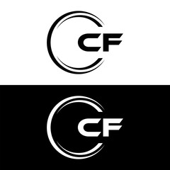 CF logo. C F design. White CF letter. CF, C F letter logo design. Initial letter CF linked circle uppercase monogram logo. C F letter logo vector design. 