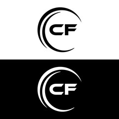CF logo. C F design. White CF letter. CF, C F letter logo design. Initial letter CF linked circle uppercase monogram logo. C F letter logo vector design. 