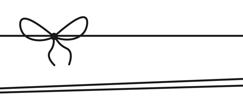Black string bow tied on the gift box ribbon line design vector