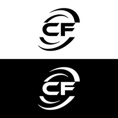 CF logo. C F design. White CF letter. CF, C F letter logo design. Initial letter CF linked circle uppercase monogram logo. C F letter logo vector design. 