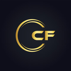 CF logo. C F design. White CF letter. CF, C F letter logo design. Initial letter CF linked circle uppercase monogram logo. C F letter logo vector design. 