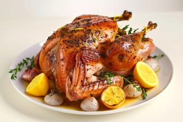 Tempting Roasted Turkey with Lemon and Fragrant Thyme