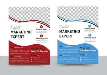 Business flyer, brochure design, magazine or flier mockup in blue,red & black colors,flyer in A4 size.	