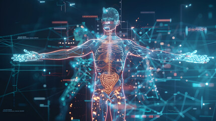 A man's skeleton is shown in a computer-generated image