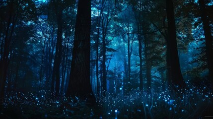 Fototapeta premium Discuss the natural wonders that emerge in darkness, such as bioluminescent organisms, nocturnal animals, and phosphorescent landscapes, and explore 