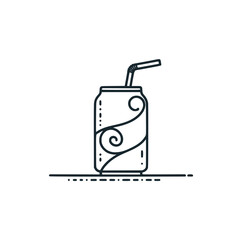 The soda drink. Black white vector logo illustration. 