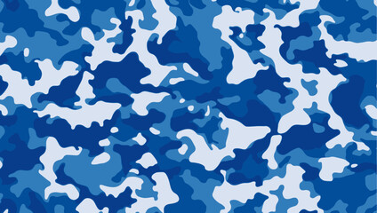 Seamless blue camouflage pattern. Military camouflage pattern background. Vector illustration.