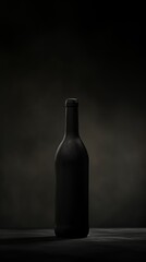 Dark silhouette of a wine bottle on a black background