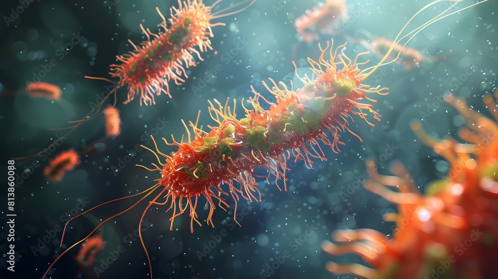 Poster bacteriophages precision strike bacterial predation visualized in d rendering