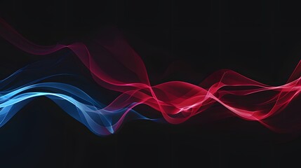 Flowing red and blue abstract waves