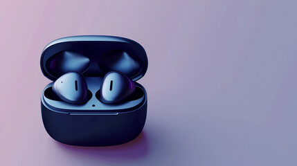 Wireless black bluetooth earphones with contactless charging