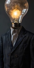Mysterious businessman with bulb head