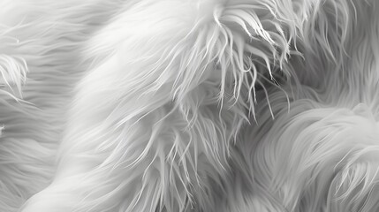 Macro photograph of silky white fur strands