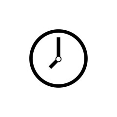 Black clock time icon on white