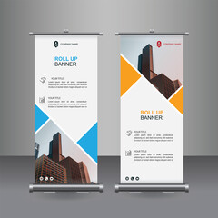 Vertical Business Roll Up  Banner Design, Signboard Advertising Brochure Flyer Template Vector X-banner and Street Business Flag of Convenience, Layout Background.