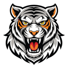 Black Tiger Mascot Logo on White