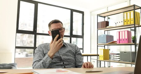 Dissatisfied customer male businessman annoyed angry man use on mobile phone. Manager misunderstands customer complaints