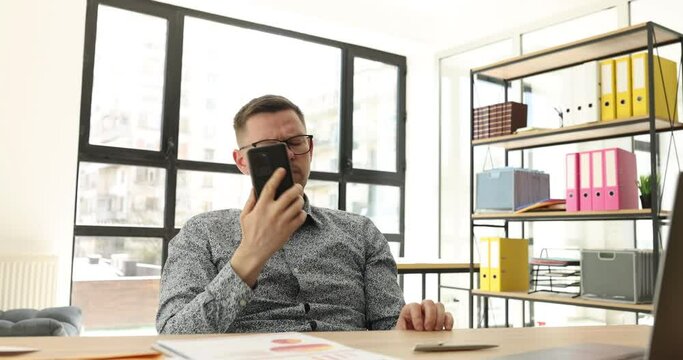 Dissatisfied customer male businessman annoyed angry man use on mobile phone. Manager misunderstands customer complaints